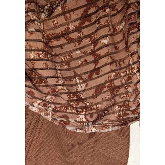 Multiples Tunic Top COPPER BROWN Ruched Sleeves Embellished Part Sheer PLUS 2X - Picture 15 of 16